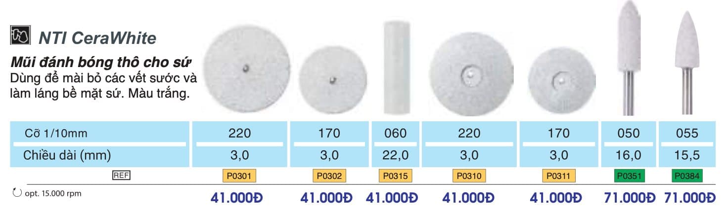 Mũi silicone đánh bóng sứ - NTI