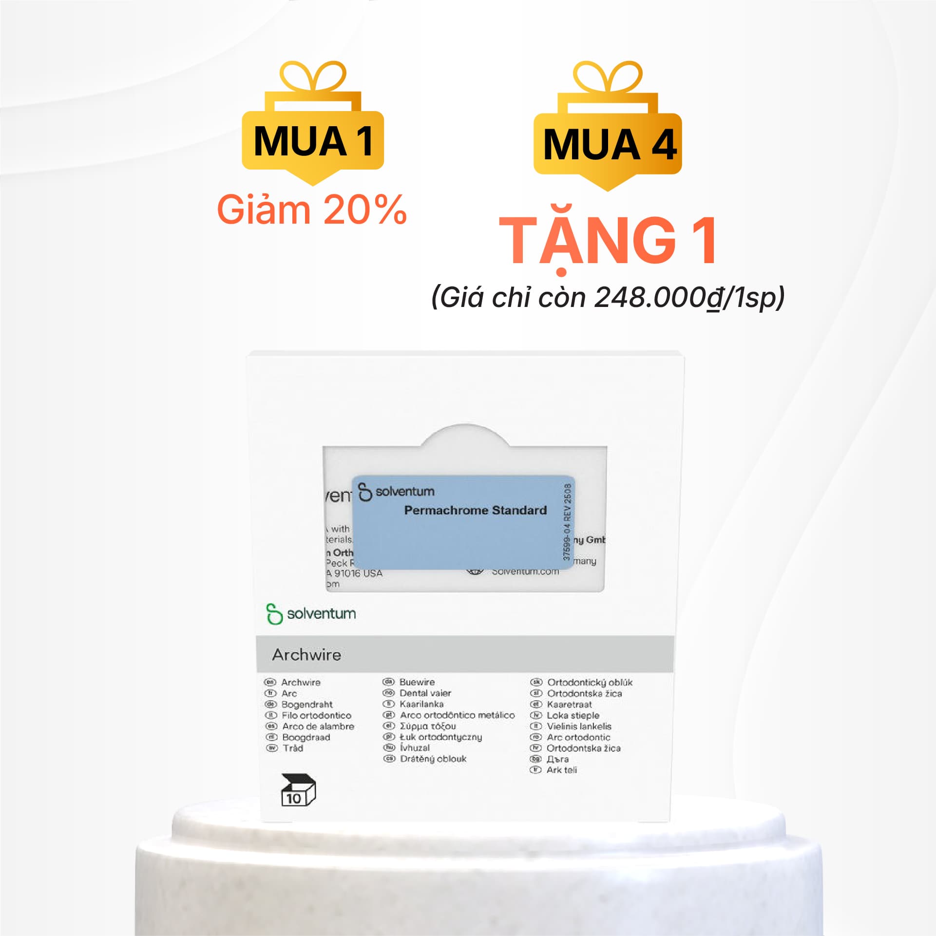 Dây cung tròn/ Vuông/ Chữ nhật Permachrome Đàn Hồi 3M™ Unitek™Stainless Steel (SS) 3M ESPE Mỹ