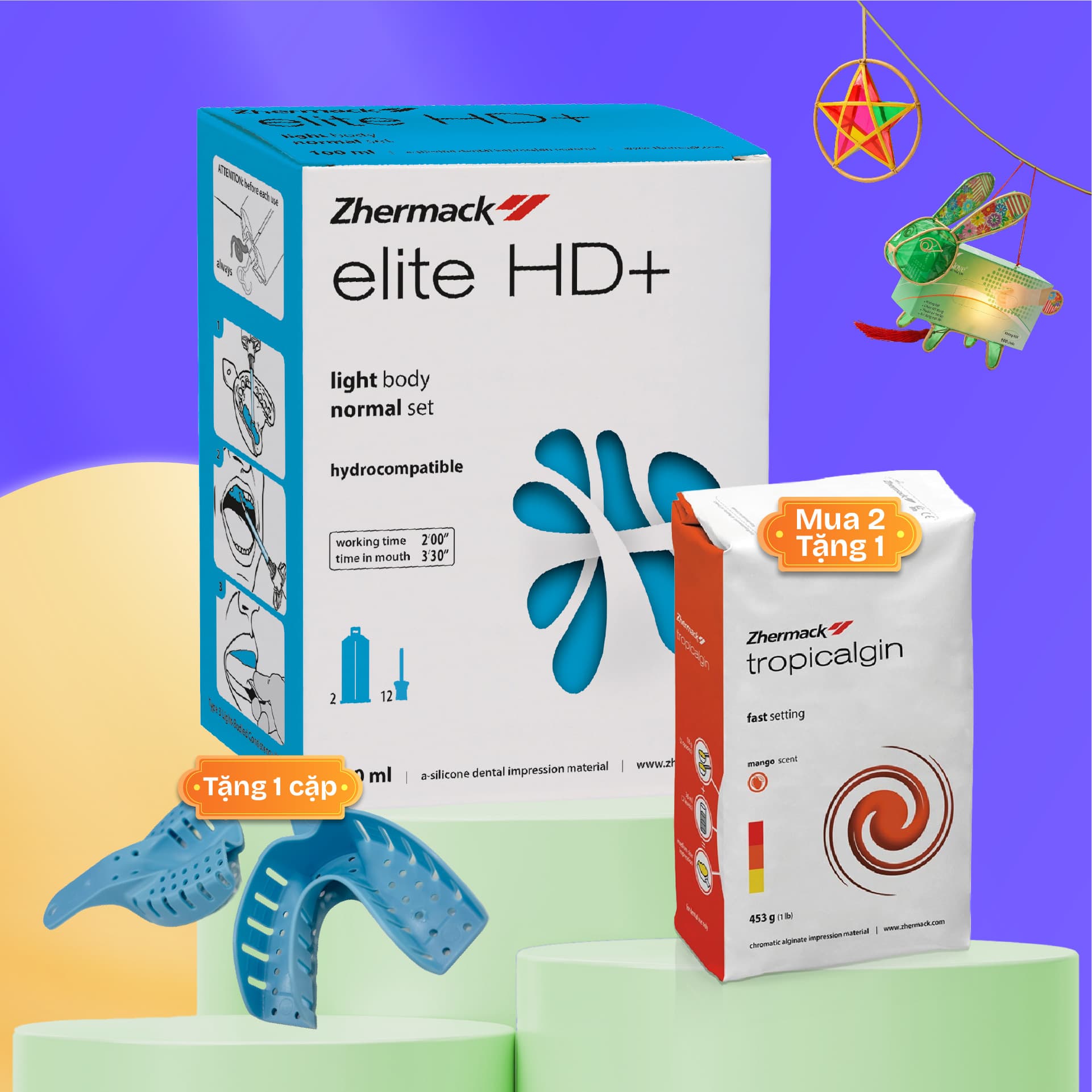 Cao su lỏng Elite HD+ light body normal set | Zhermack Ý - Trộn Súng