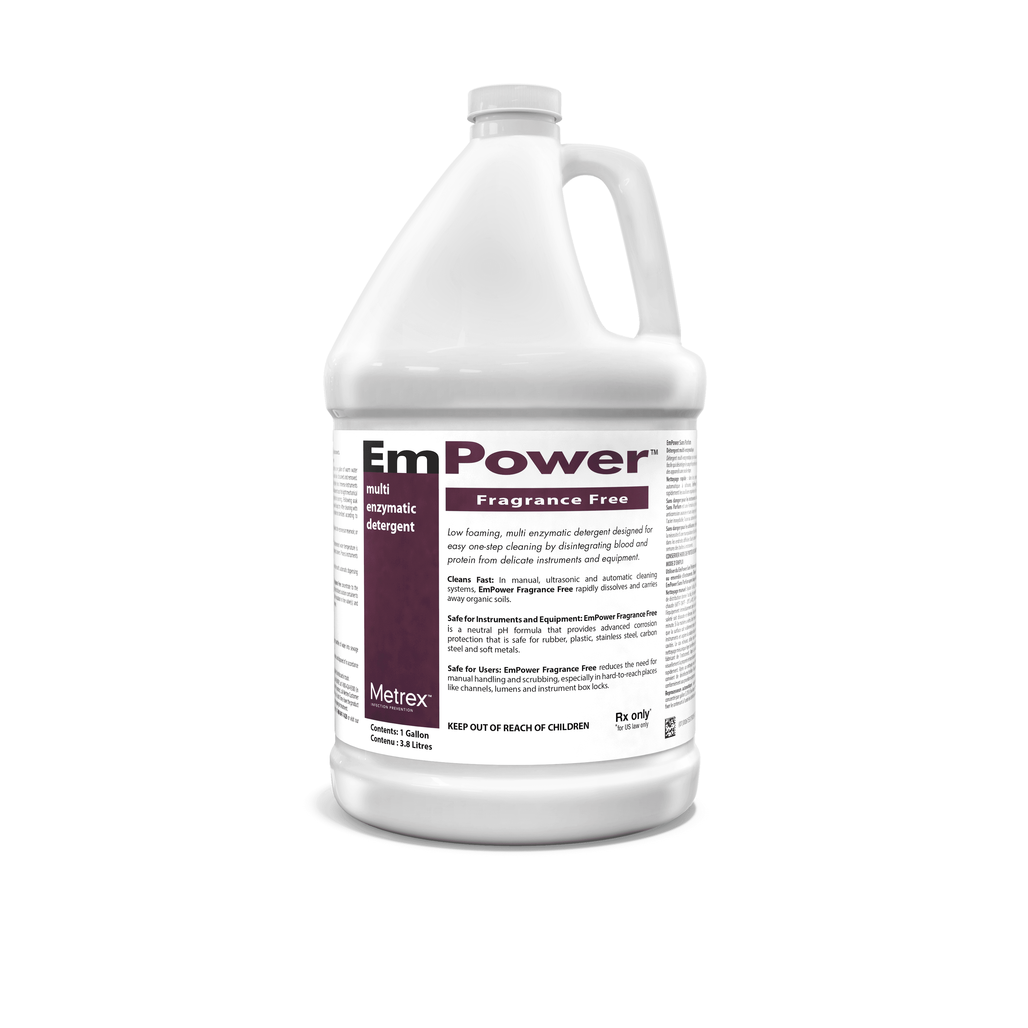 Nước ngâm rửa dụng cụ hoạt tính Enzyme (không mùi) EmPower™ Fragrance Free (không mùi)| Metrex Mỹ Can 3.8L