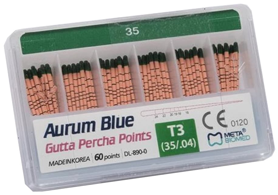 Côn Gutta Percha  Aurum Blue cho trâm máy có vạch chia |  Meta Biomed Hàn Quốc