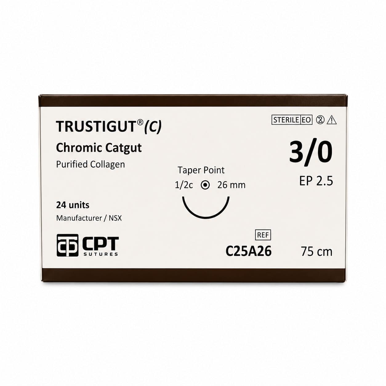 Chỉ khâu phẫu thuật tự tiêu CPT Trustigut Chromic Catgut