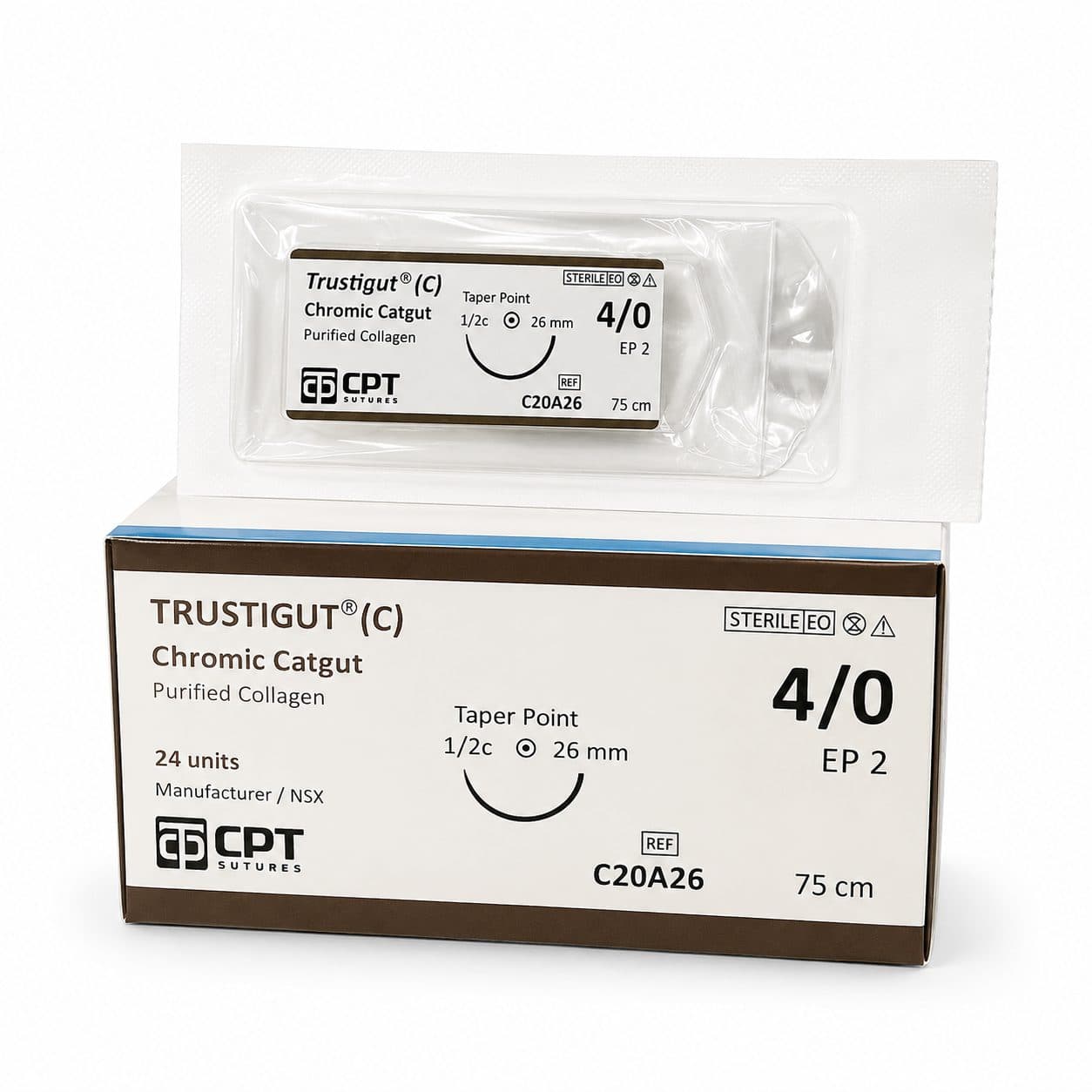 Chỉ khâu phẫu thuật tự tiêu CPT Trustigut Chromic Catgut