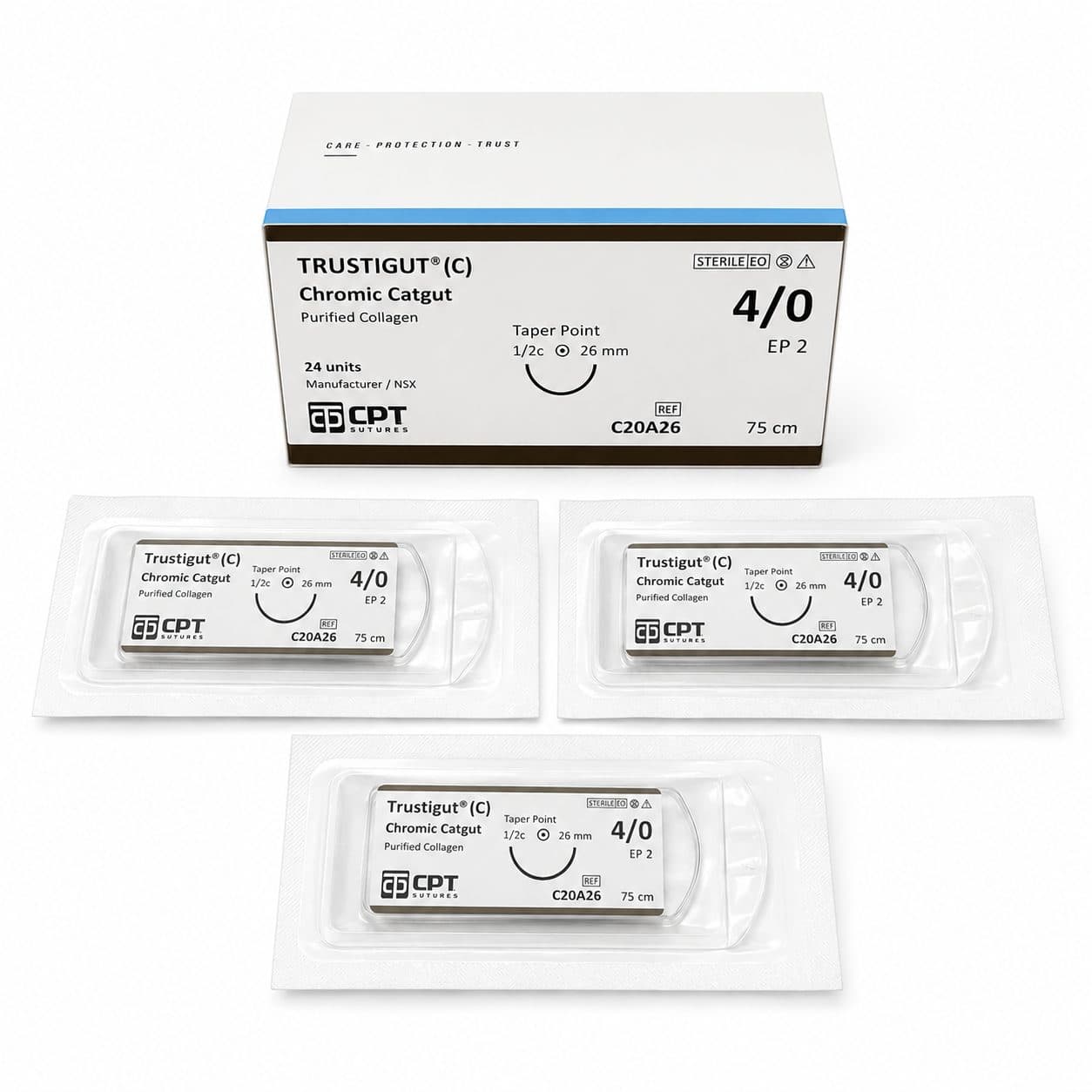 Chỉ khâu phẫu thuật tự tiêu CPT Trustigut Chromic Catgut