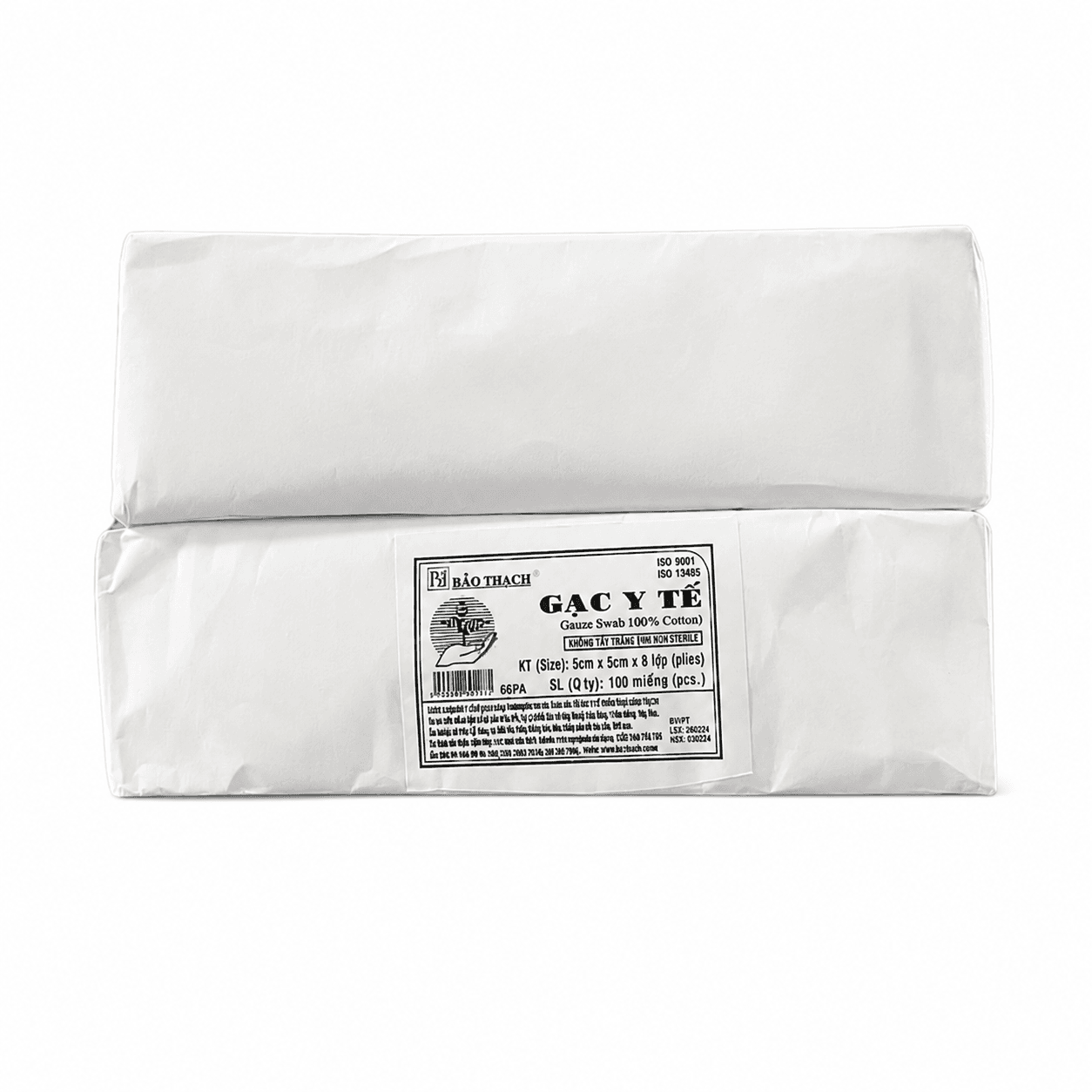 Gạc cây y tế chưa tiệt trùng Bảo Thạch 5 cm x 5 cm x 8 lớp Gauze Swab