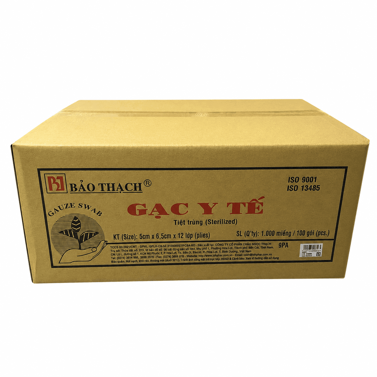 Gạc y tế tiệt trùng Bảo Thạch 5 cm x 6,5 cm x 12 lớp Gauze Swab