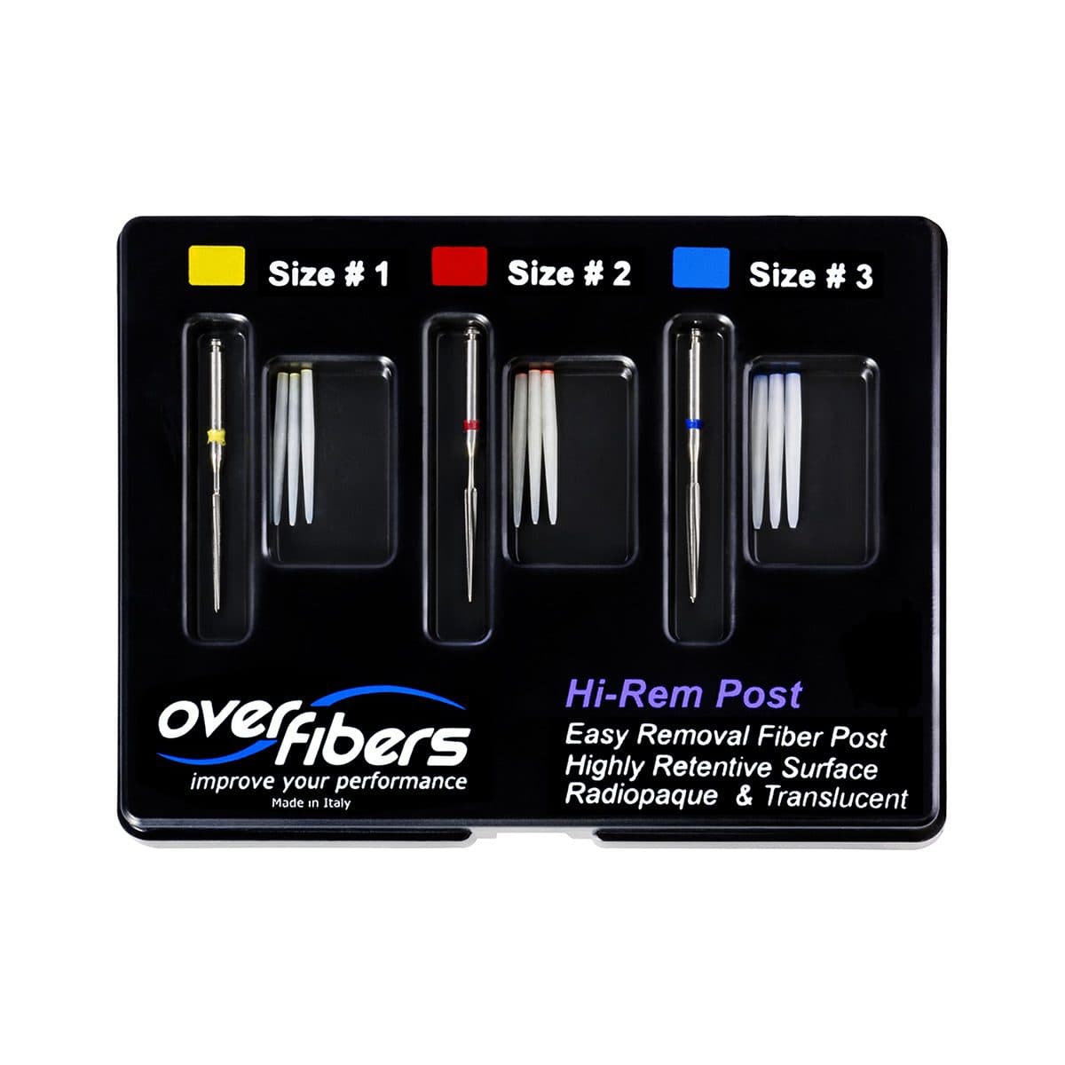 Chốt sợi thuỷ tinh Hi-Rem Post | OverFibers Ý - Hộp 10 chốt / #3