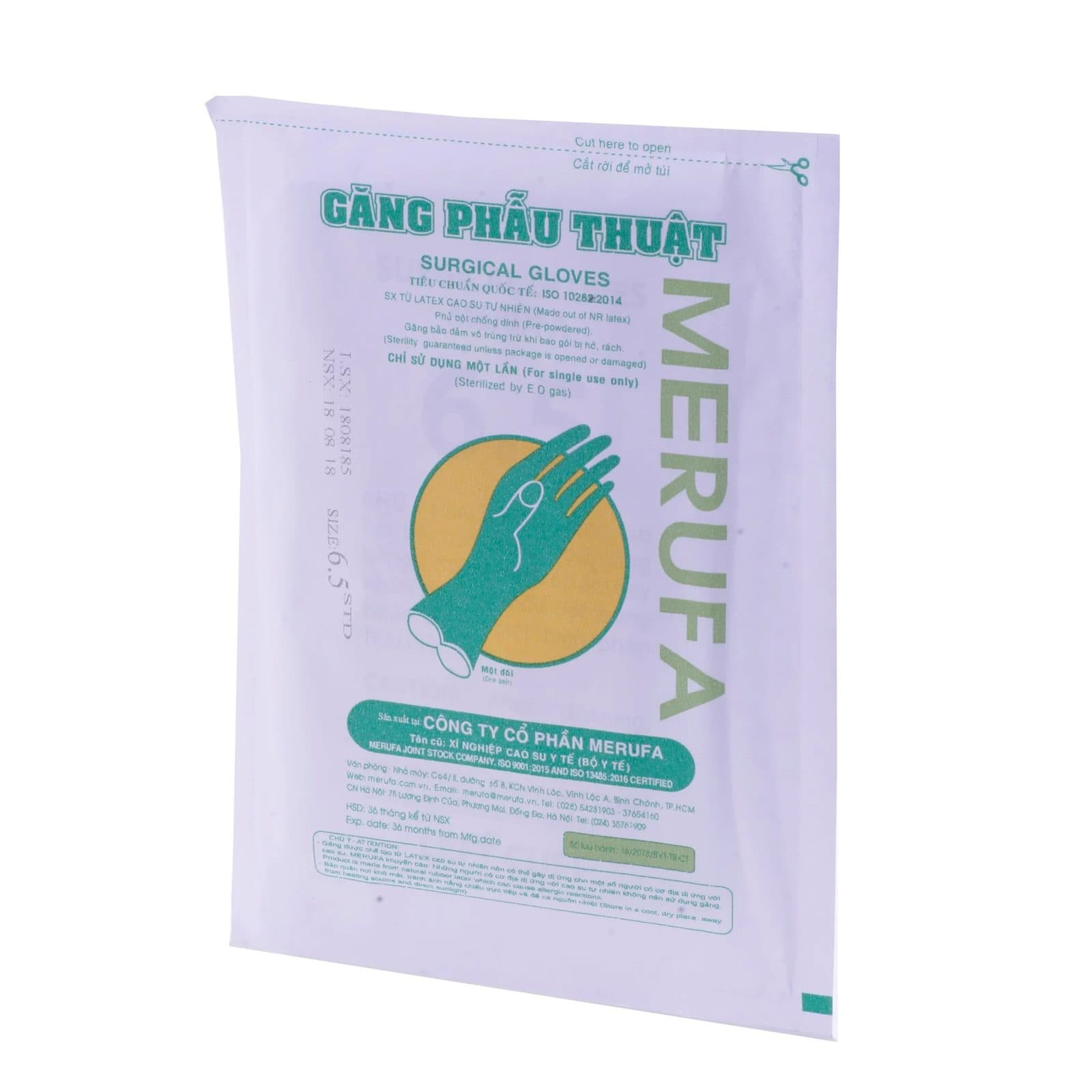 Găng tay phẫu thuật tiệt trùng Vglove | Merufa Việt Nam - Gói / 6.5