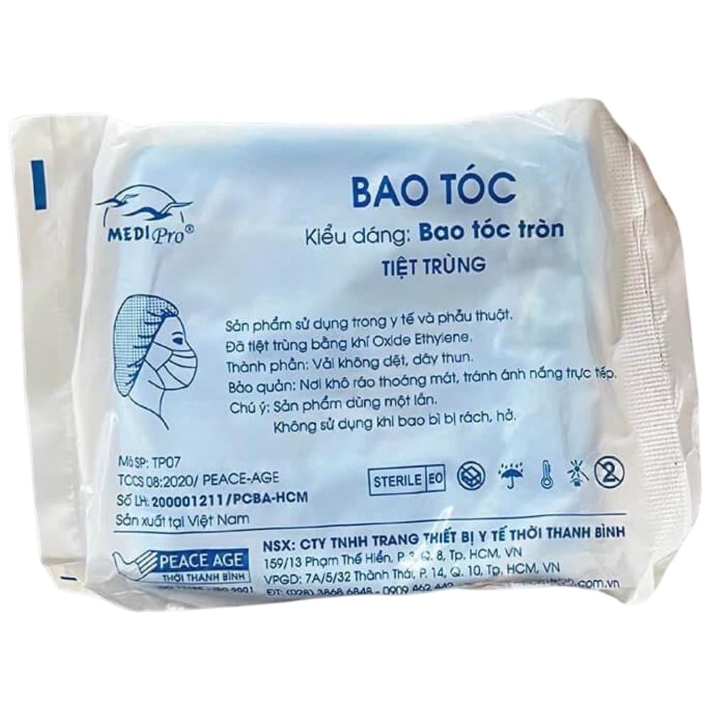 Bao tóc nữ tròn tiệt trùng phẫu thuật MediPro (Gói 100 cái) | Thời Thanh Bình Việt Nam