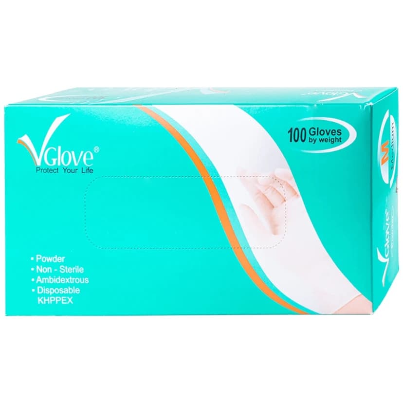Găng tay cao su có bột Vglove Khải Hoàn - HÀNG CHÍNH HÃNG