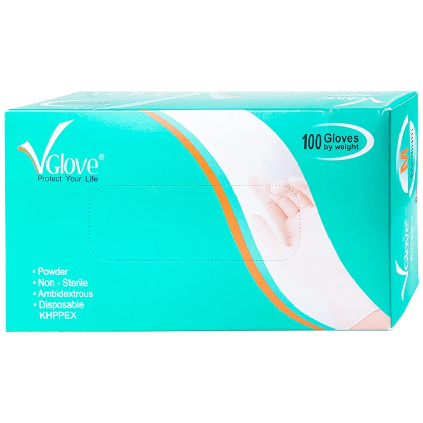 Găng tay cao su có bột Vglove Khải Hoàn - HÀNG CHÍNH HÃNG